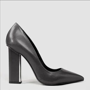 NEW Al Saints Grey Leather Cubista Pumps 38